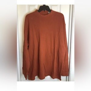 East Island Mens Sweater XL Chunky Ribbed Crewneck 100% Cotton - Pumpkin L/S
